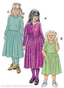 Kwik Sew� Girls Knit Dresses Pattern-hanna andersson, lands end, girls dresses, girls dress, knit, pull-over, play dress, pattern, patter
